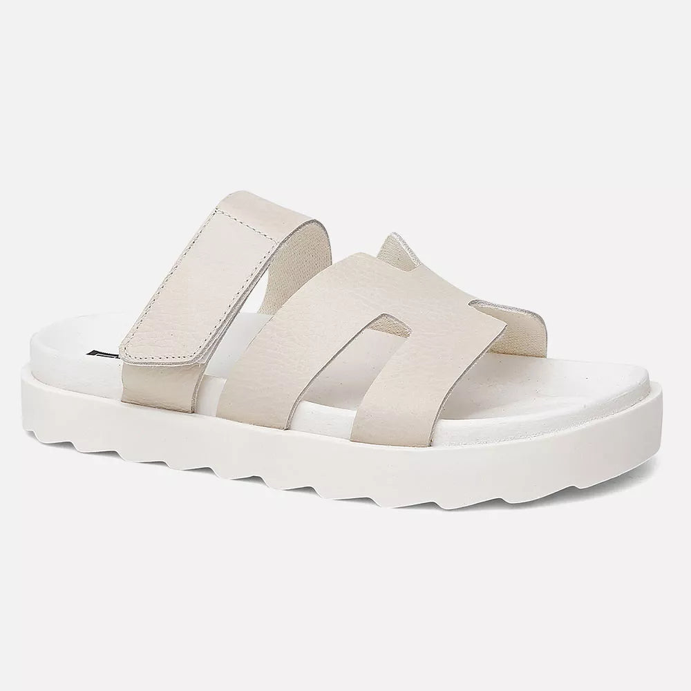 Sandalia Feminina Hera Vittal Flat em Couro Legitimo OffWhite
