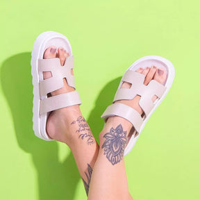 Sandalia Feminina Hera Vittal Flat em Couro Legitimo OffWhite