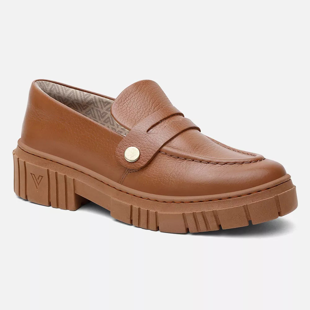 Mocasín Tractor Mujer Piel Caramelo con 3 Hebillas Extraíbles