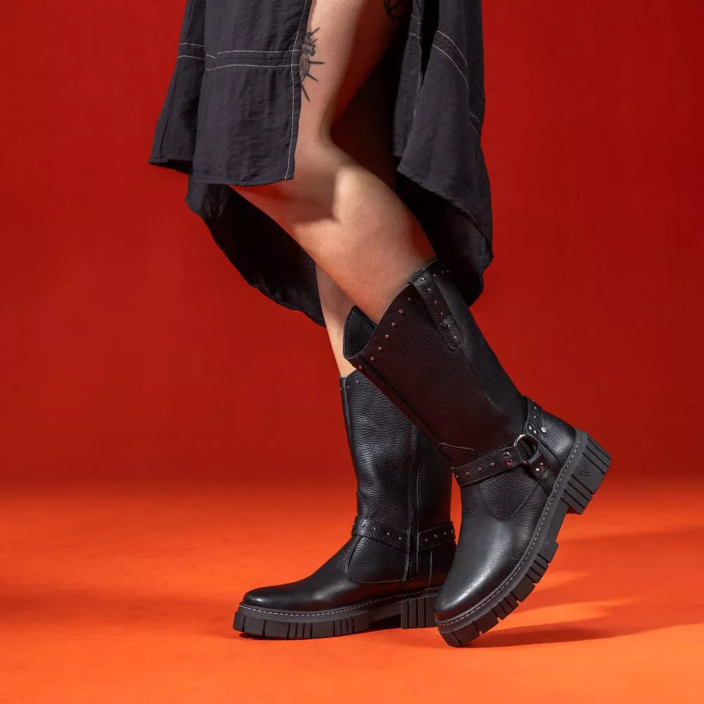 Bota de mujer Country Alice de piel legítima con hebilla