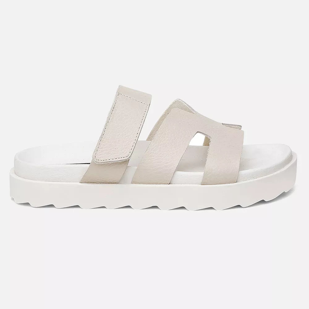 Sandalia Feminina Hera Vittal Flat em Couro Legitimo OffWhite