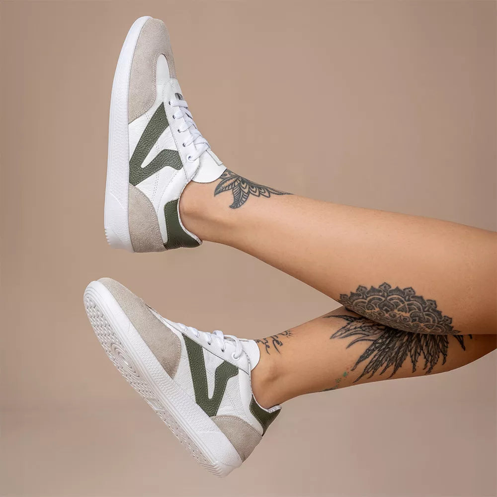 Sneakers Vittal Piel Mujer Estela Blanco y Verde